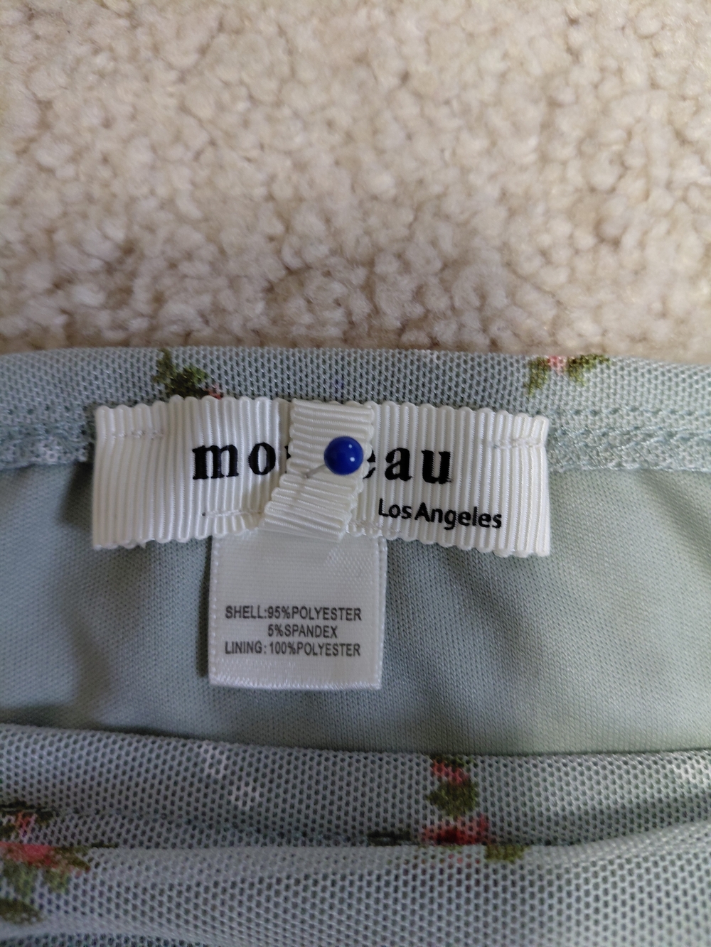 Monteau Light Blue Floral Ruched Square Neck Top - Picture 6 of 9